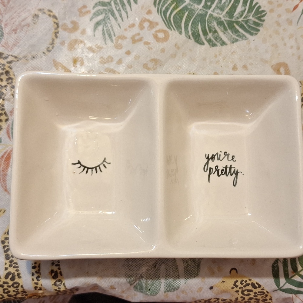 Rae Dunn Cream Vanity Tray with Eyelash and Quote
